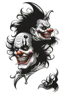 Clown and devil face half sleeve tattoo design combining tattoo design idea