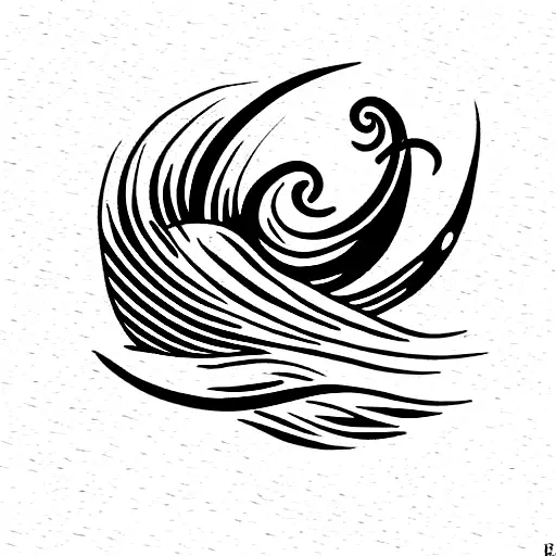 small tattoo of sea wave with alphabet g  tattoo design idea