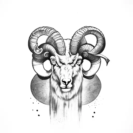 ram with a hole in its head tattoo design idea