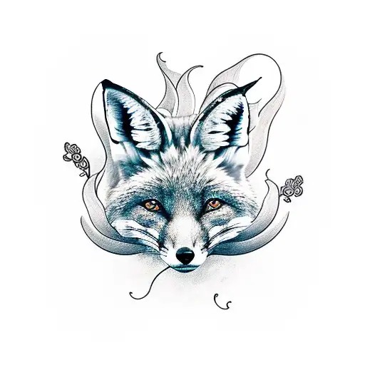 full body fox with 9 tails tattoo design idea