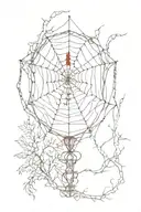 hourse siluette,  spider web, red hourglass, branches of kalparvishka tree.  tattoo design idea