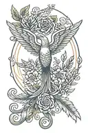 small phoenix, arrow, flower lili, circle, olive branch, Celtic knot, feather, anchor, small dove,  tattoo design idea