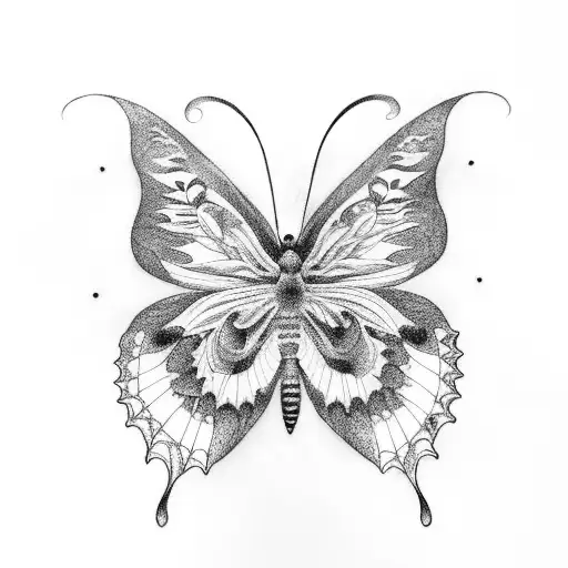 butterfly with deftones vibes tattoo design idea