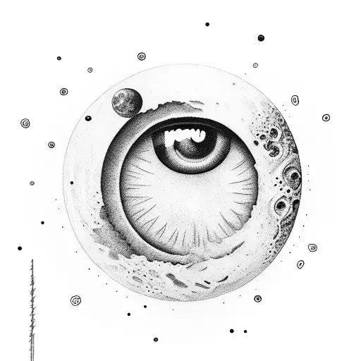 The eyes and eyebrows of the moon are separate tattoo design idea