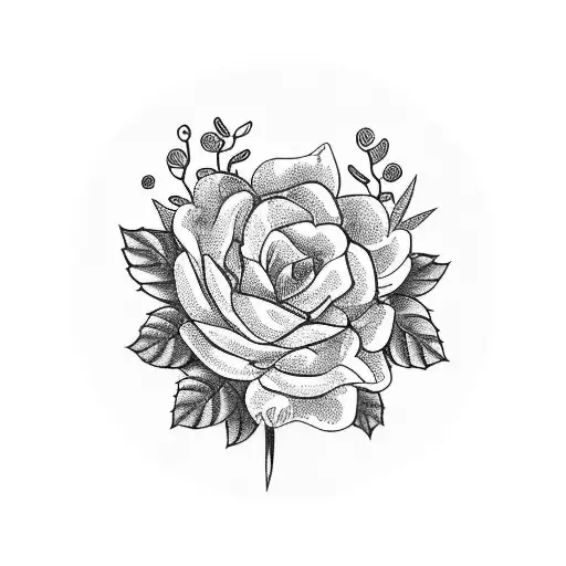A hand giving the middle finger surrounded by a wreath of plants and flowers tattoo design idea