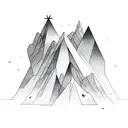 geometric mountain and ocean  tattoo design idea