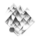 geometric mountain and ocean  tattoo design idea
