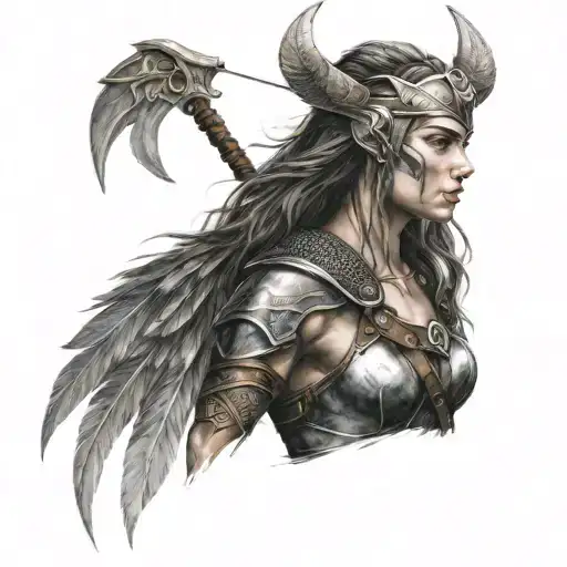 Valkyrie in Viking style live in me like: nature tattoo design idea