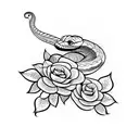 snake with flowers tattoo design idea