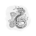 snake with flowers tattoo design idea