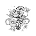 snake with flowers tattoo design idea