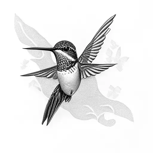 zinnia hummingbird tattoo design idea