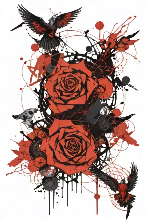 web of wyrd flanked by valkyries tattoo design idea