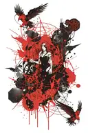 web of wyrd flanked by valkyries tattoo design idea