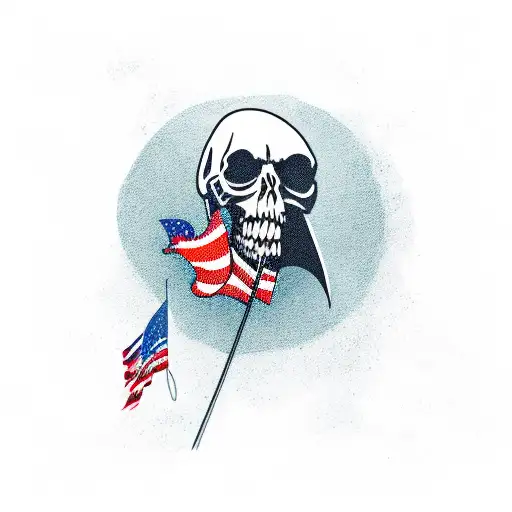 grimreaper with american flag tattoo design idea