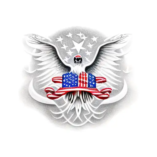 grimreaper wearing american flag tattoo design idea