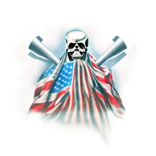 grimreaper with american flag tattoo design idea
