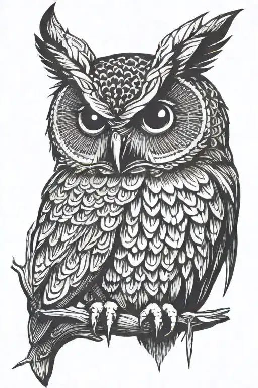 owl sitting tattoo design idea