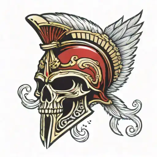 spartan skull with helmet tattoo design idea