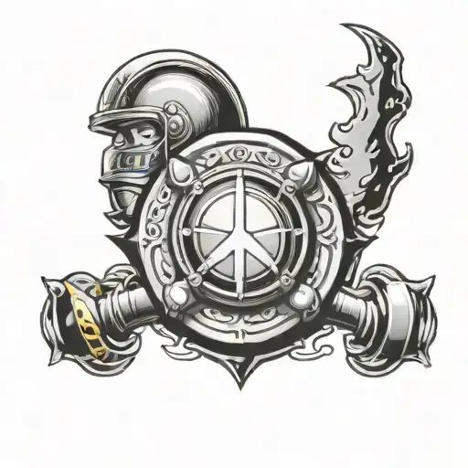 dreamworks logo, remplace moon by cloud and ad a firefighter helmet   tattoo design idea