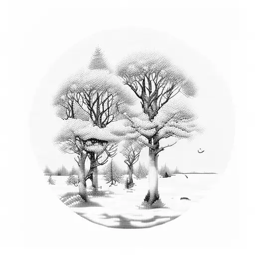 cross stitch, pacific north west, children names Ryker and Eliana, trees  tattoo design idea