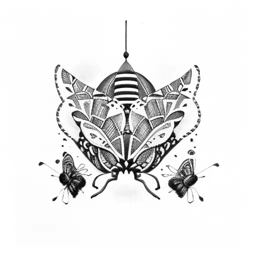 Argentinian mate drink with monarch butterfly black and white drawing tattoo design idea