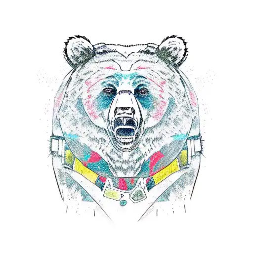 bear psycho tattoo design idea
