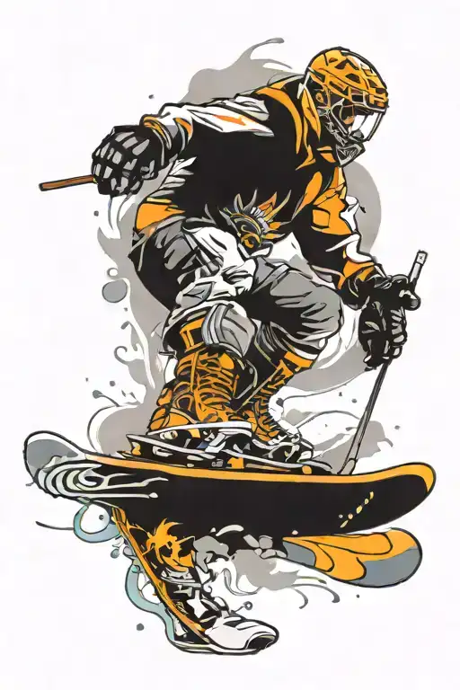 snowboard and ice hockey tattoo design idea