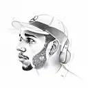 A dynamic portrait of Lewis Hamilton driving a Mercedes car tattoo design idea