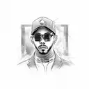 A sketch-style tattoo of Lewis Hamilton celebrating a victory on the podium tattoo design idea