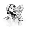 A sketch-style tattoo of Lewis Hamilton celebrating a victory on the podium tattoo design idea