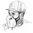 A sketch-style tattoo of Lewis Hamilton celebrating a victory on the podium tattoo design idea