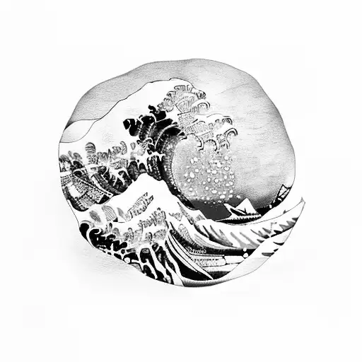 the great wave off kanagawa with the quote "I think you are very wise to choose happiness and love." tattoo design idea