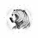 kodiak bear infront of a pine forest tattoo design idea
