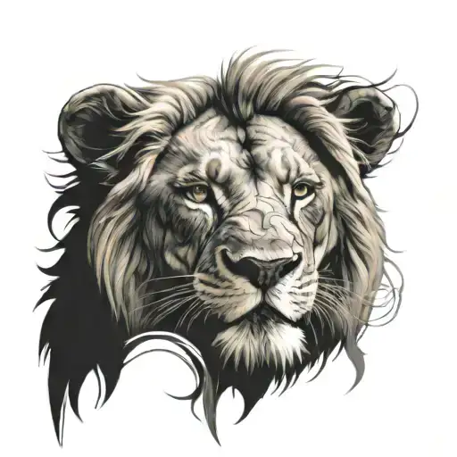 lion god world cross tattoo design idea