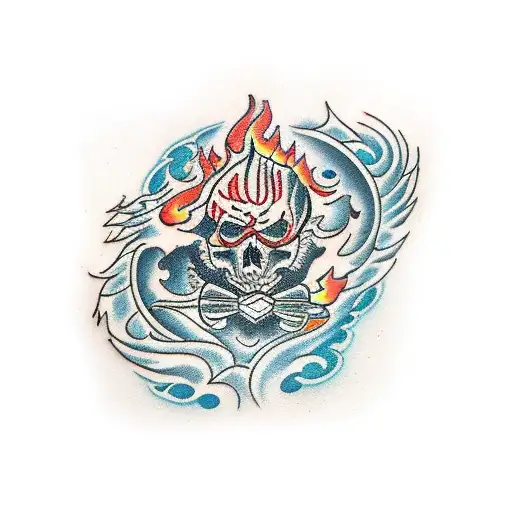burning bridge tattoo design idea