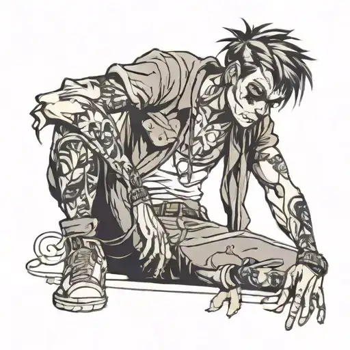 scrawny boy in emo clothes  tattoo design idea
