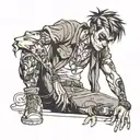 scrawny boy in emo clothes  tattoo design idea