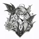 dainty boy in emo clothes  tattoo design idea