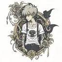 dainty boy in emo clothes  tattoo design idea