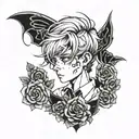 dainty boy in emo clothes  tattoo design idea