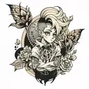 dainty boy in emo clothes  tattoo design idea