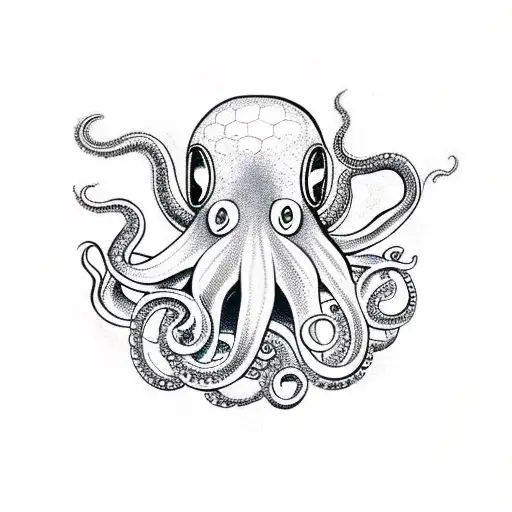 Feminine octopus surrounded by mystical symbols tattoo design idea