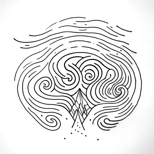 A minimalist tattoo of a moonlit cliffside, with a ghostly figure fading into the background, and the words 'haunt me then' in a legible script font. tattoo design idea