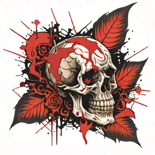 The skull writes the name Roma blood in the death note tattoo design idea