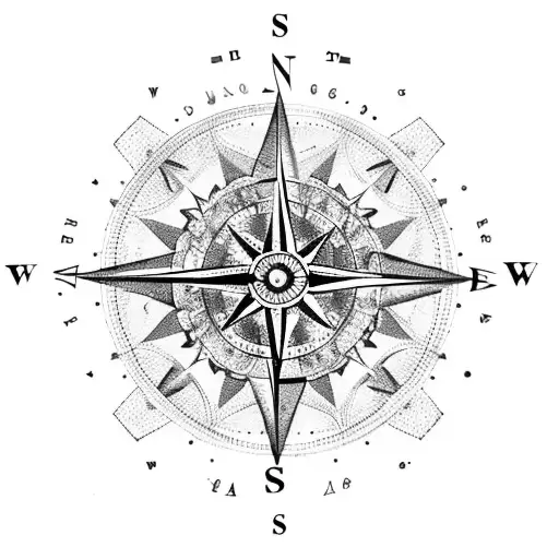 A compass with the map of Venezuela inside, surrounded by intricate floral patterns tattoo design idea