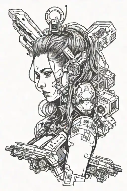 girl cyberpunk 2077 tattoo design idea