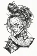 girl cyberpunk 2077 tattoo design idea