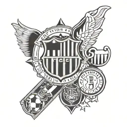 Combine elements of FC Barcelona and Sparta Prague crests into a unique design tattoo design idea