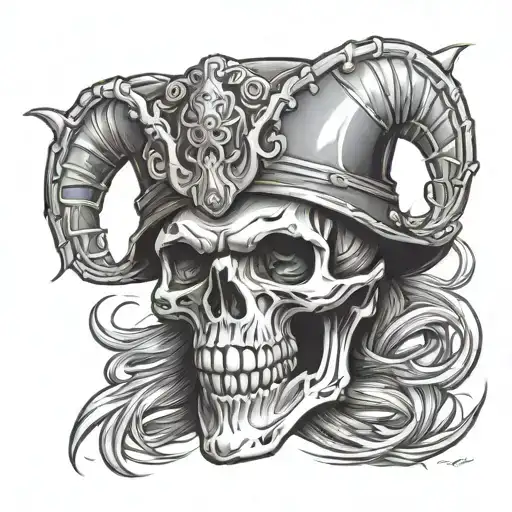 Tattoo sketch aggressive skeleton Kuban Cossack in black and white style  tattoo design idea